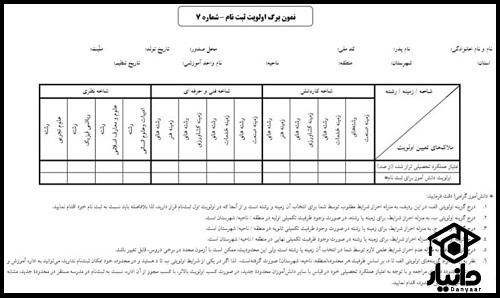تفسیر فرم شماره 7 هدایت تحصیلی